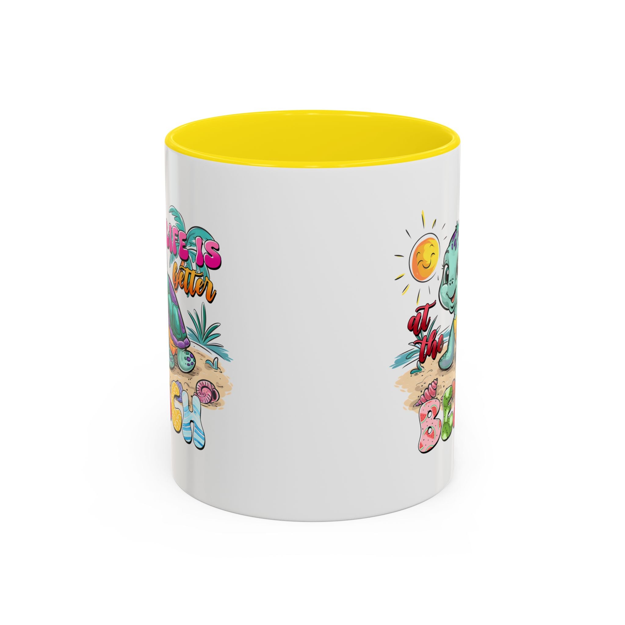 Beach Vibe Accent Coffee Mug - "Life is Better at the Beach" Design turtle animal lover