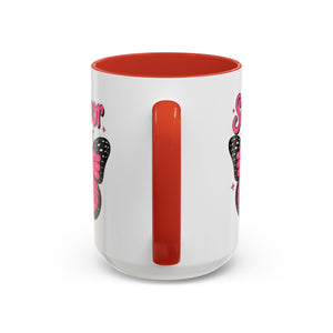 Survivor Butterfly Coffee Mug, Inspirational Gift, Pink Ribbon Mug, Breast Cancer Awareness, Empowerment Cup, Motivational Drinkware