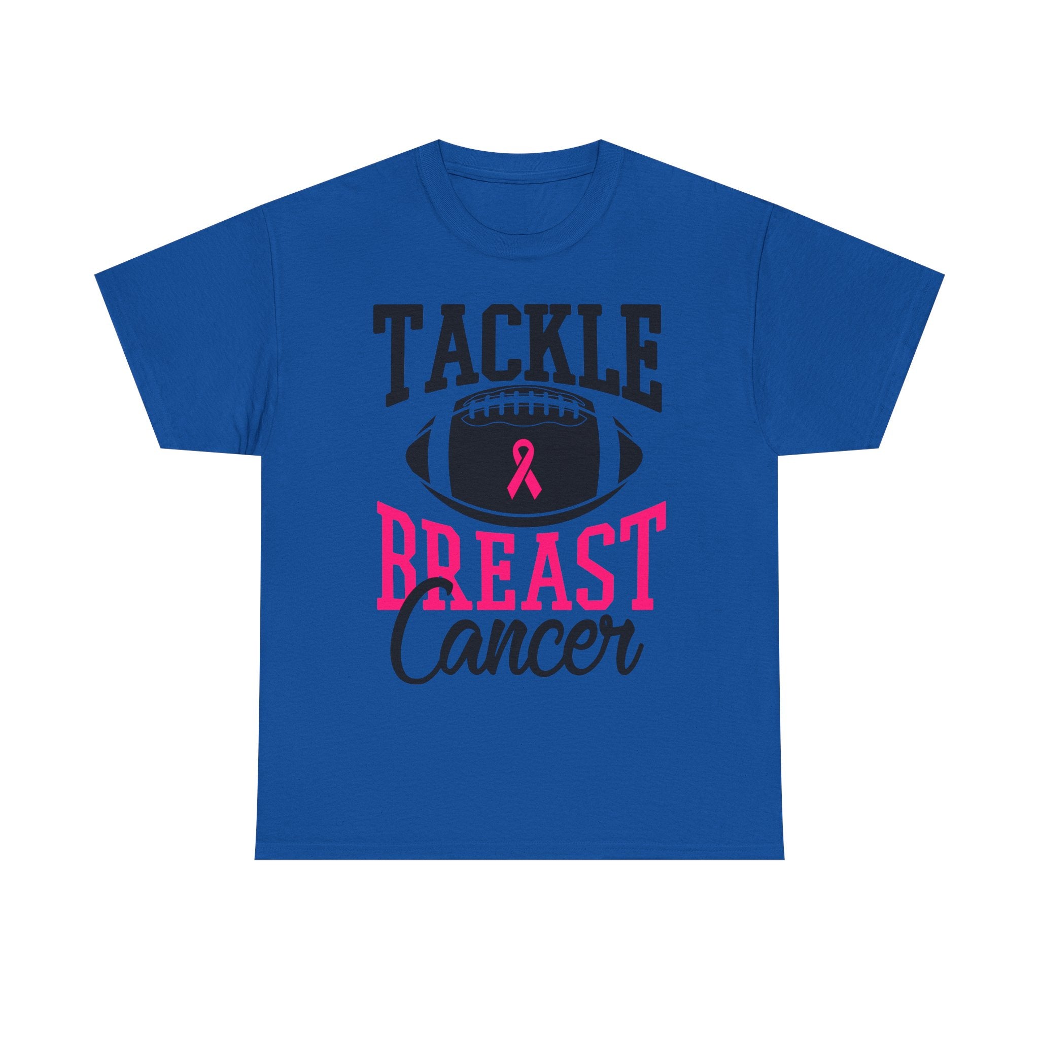 Unisex Heavy Cotton Tee - Tackle Breast Cancer Awareness Shirt, Football Support Tee, Gift for Cancer Fighters, Sports Fundraiser Shirt