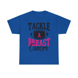 Unisex Heavy Cotton Tee - Tackle Breast Cancer Awareness Shirt, Football Support Tee, Gift for Cancer Fighters, Sports Fundraiser Shirt