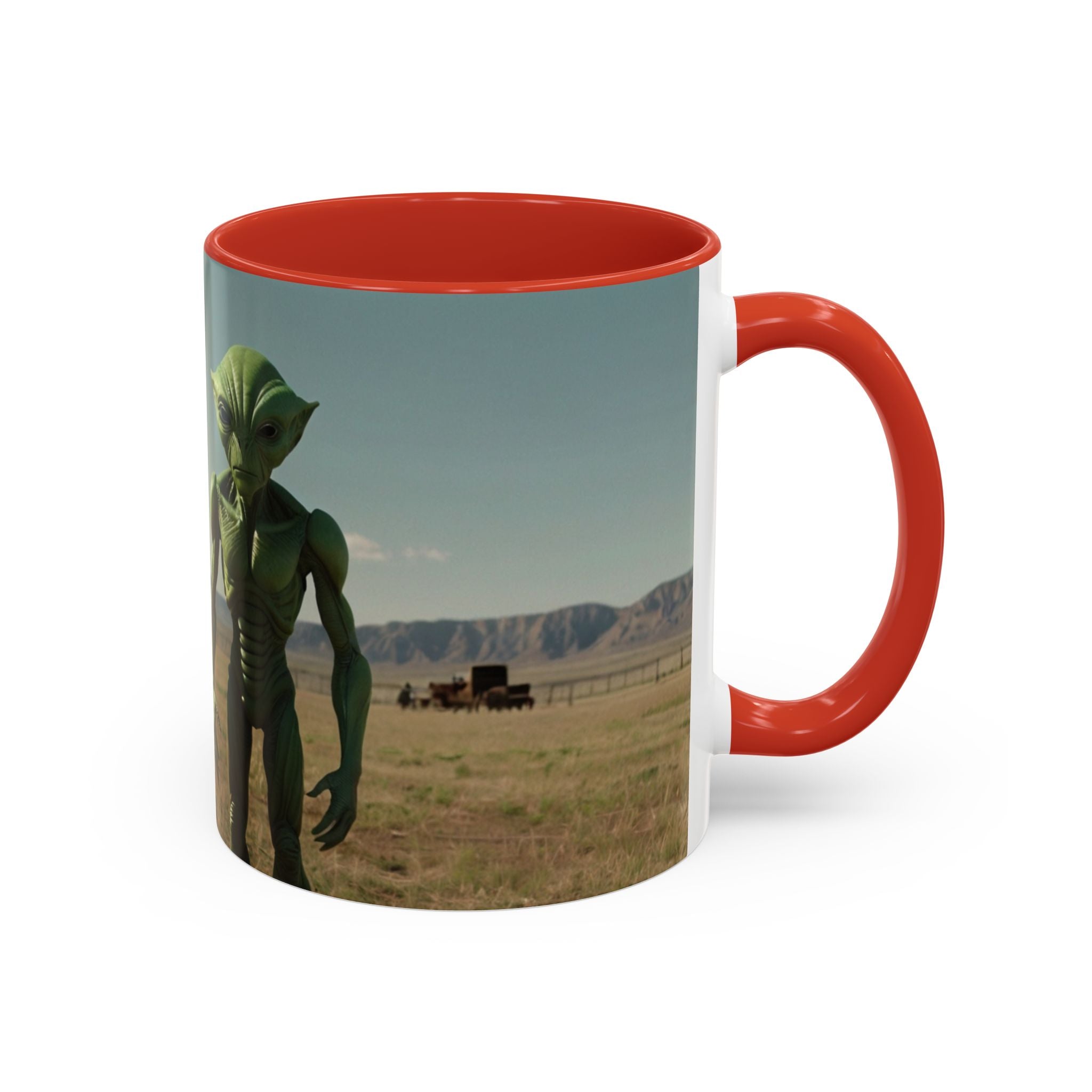 Alien Encounter Accent Coffee Mug – Sci‑Fi UFO Extraterrestrial Design (11/15oz)