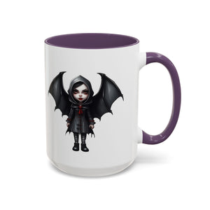 gothic vampire girl with wings horror art Accent Coffee Mug (11, 15oz) vamp14