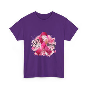 Breast Cancer Awareness Tee - She's Strong, Gift for Survivors, Supportive T-Shirt, Awareness Month, Inspirational Apparel