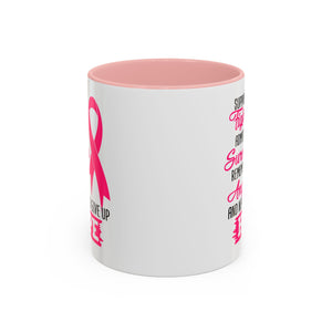 Inspirational Pink Ribbon Coffee Mug: Support Fighters, Admire Survivors, Celebrate Hope, Gift for Cancer Awareness, Motivational Mug