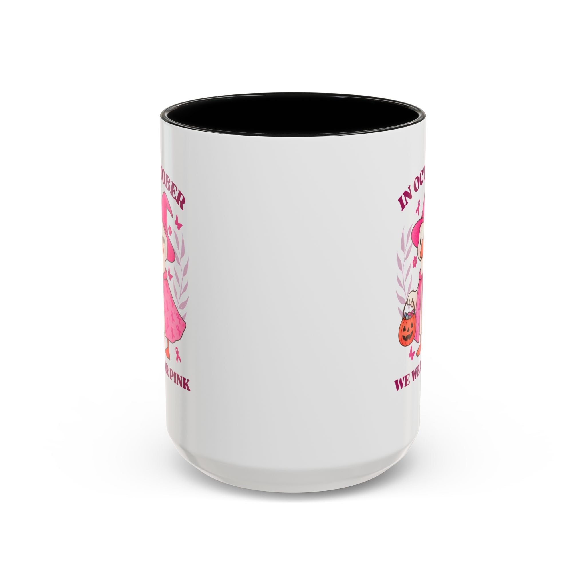 Halloween Breast Cancer Awareness Coffee Mug | October 2023 Gift, Pink Ribbon Mug, Spooky Coffee Cup, Cute Duck Mug, Fall Decor