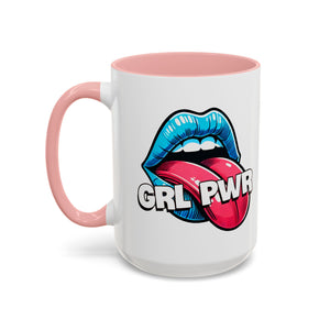GRL PWR Accent Coffee Mug - Bold Fun Design for Empowerment, Great Gift for Friends, Coffee Lovers, Birthdays, and Celebrations