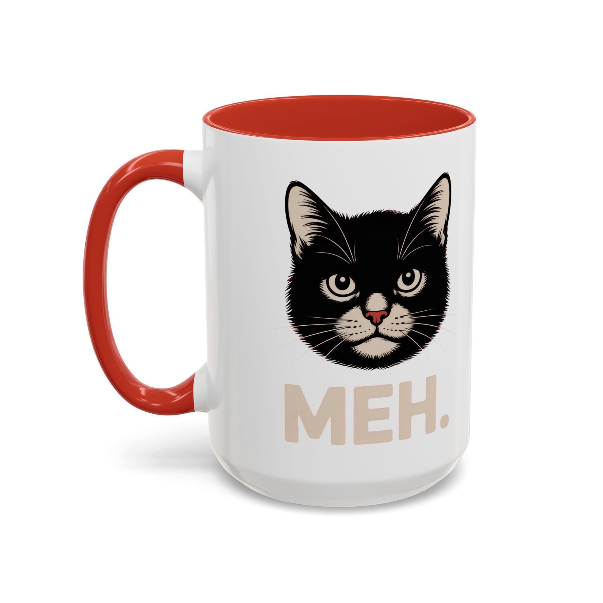Tuxedo Cat 'MEH.' Accent Coffee Mug — Funny Cat Lover Ceramic Mug