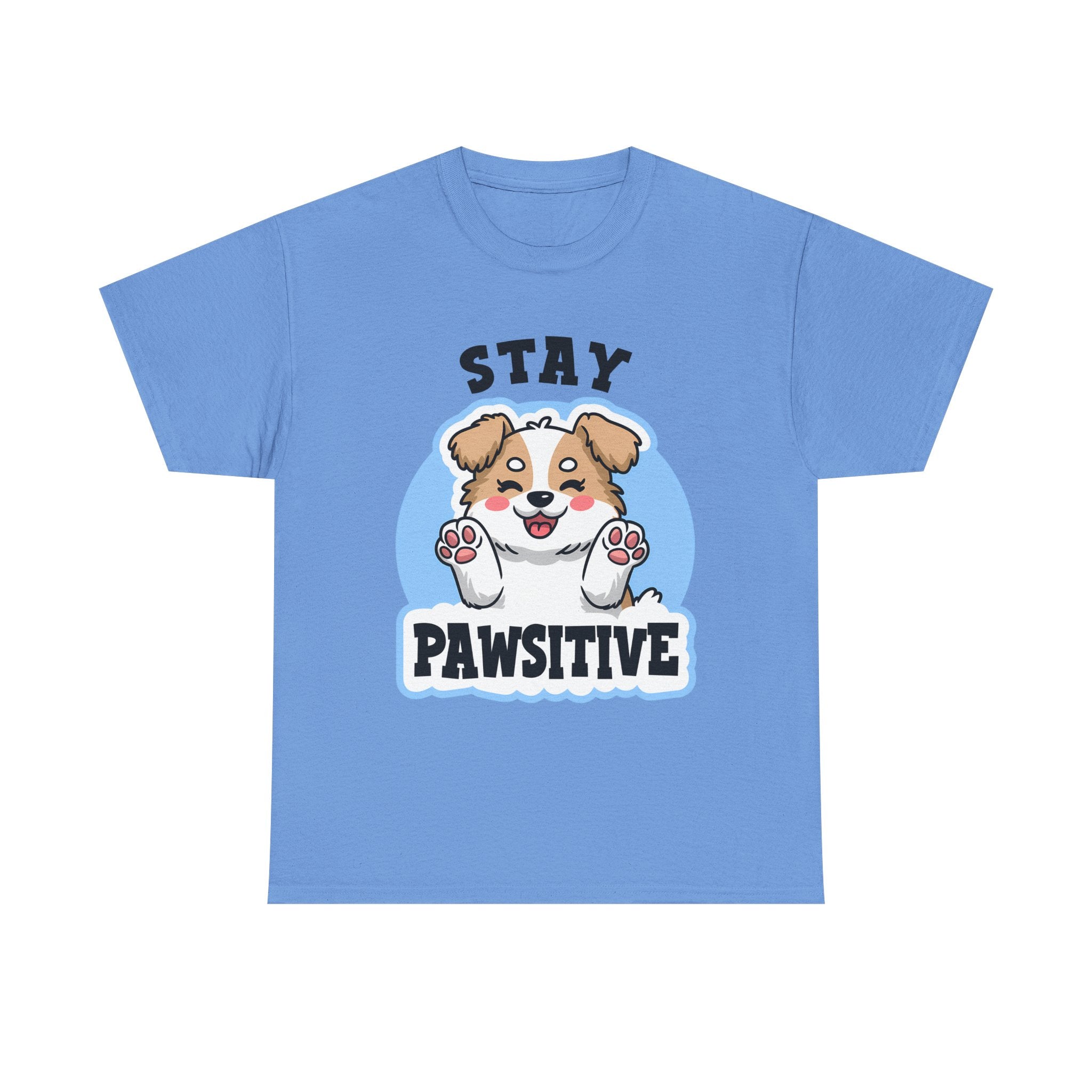 Stay Pawsitive Dog Lover Tee - Unisex Heavy Cotton T-Shirt funny humor