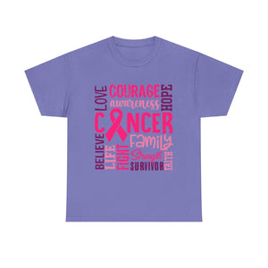 Cancer Awareness Unisex Tee, Support Cancer Fighters, Fight Against Cancer, Gift for Survivors, Hope & Love T-Shirt