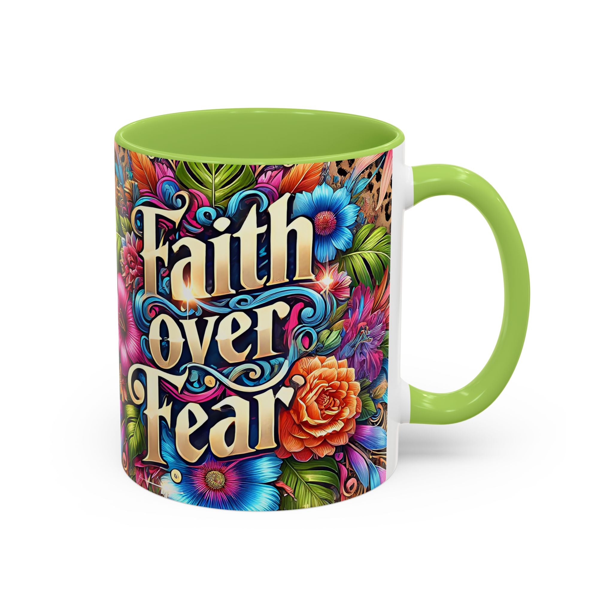 Faith Over Fear Floral Coffee Mug positive mental health