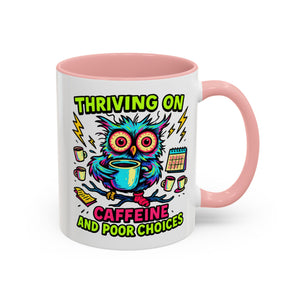 Thriving on Caffeine Mug | Funny Owl Coffee Cup | Gift for Coffee Lovers | Cute Kitchen Decor | Birthday, Holiday Gift