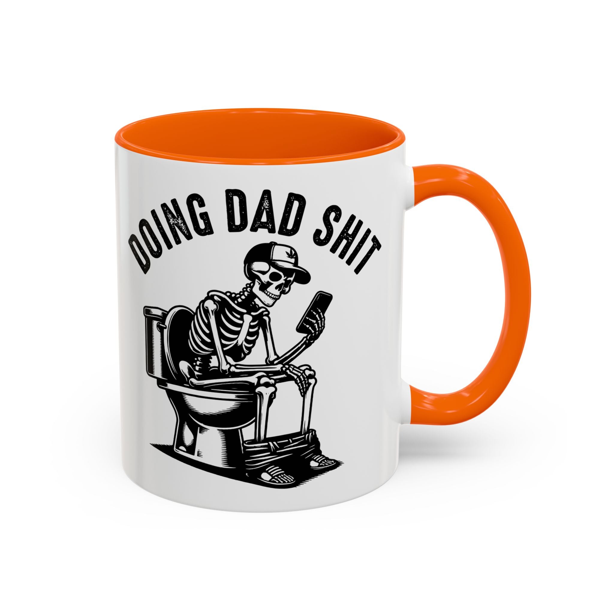 Doing Dad Shit Coffee Mug — Funny Skeleton Dad Toilet Humor Accent Mug
