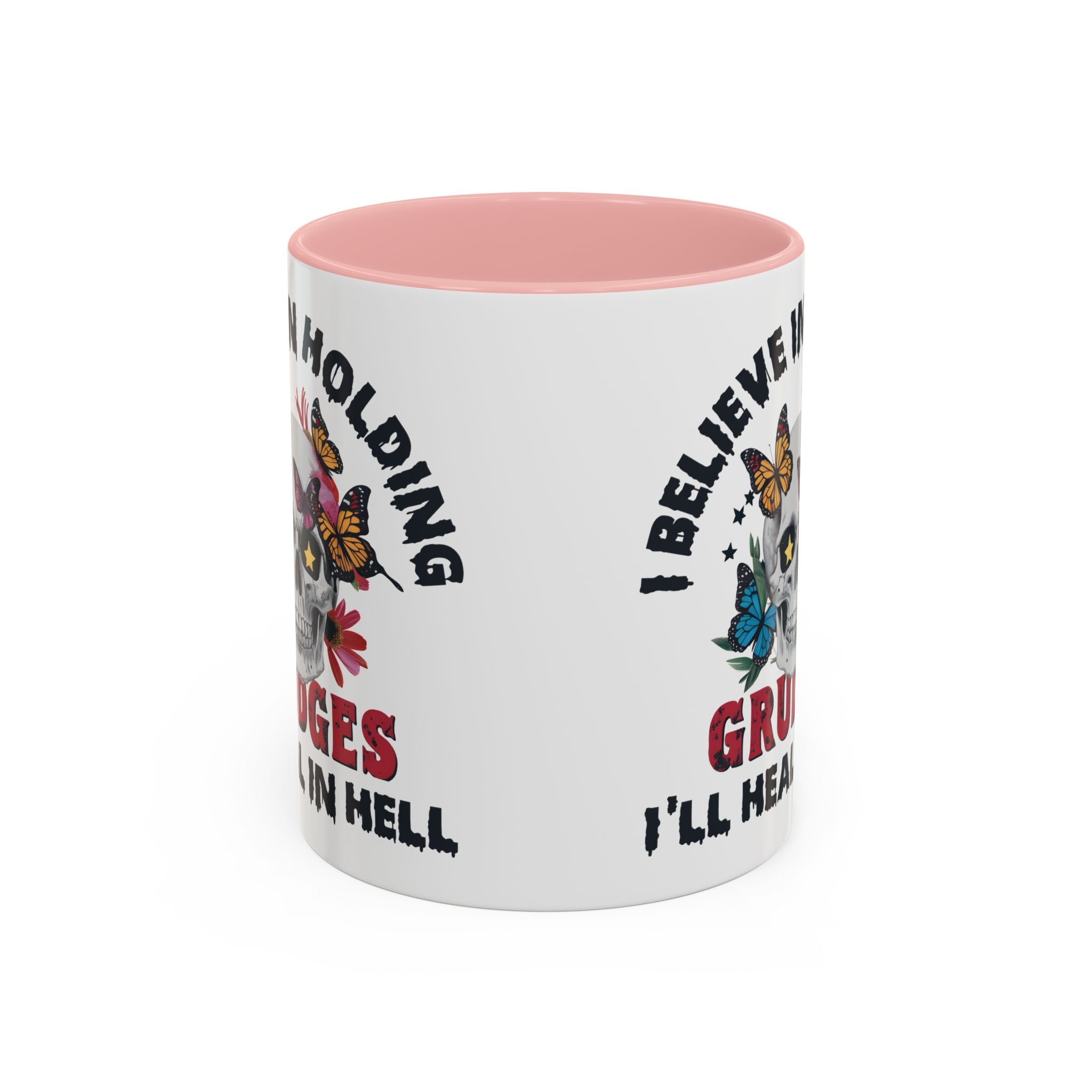 Grudge-Holder Coffee Mug - 11 & 15oz Ceramic with Floral Skull Design gothic horror art