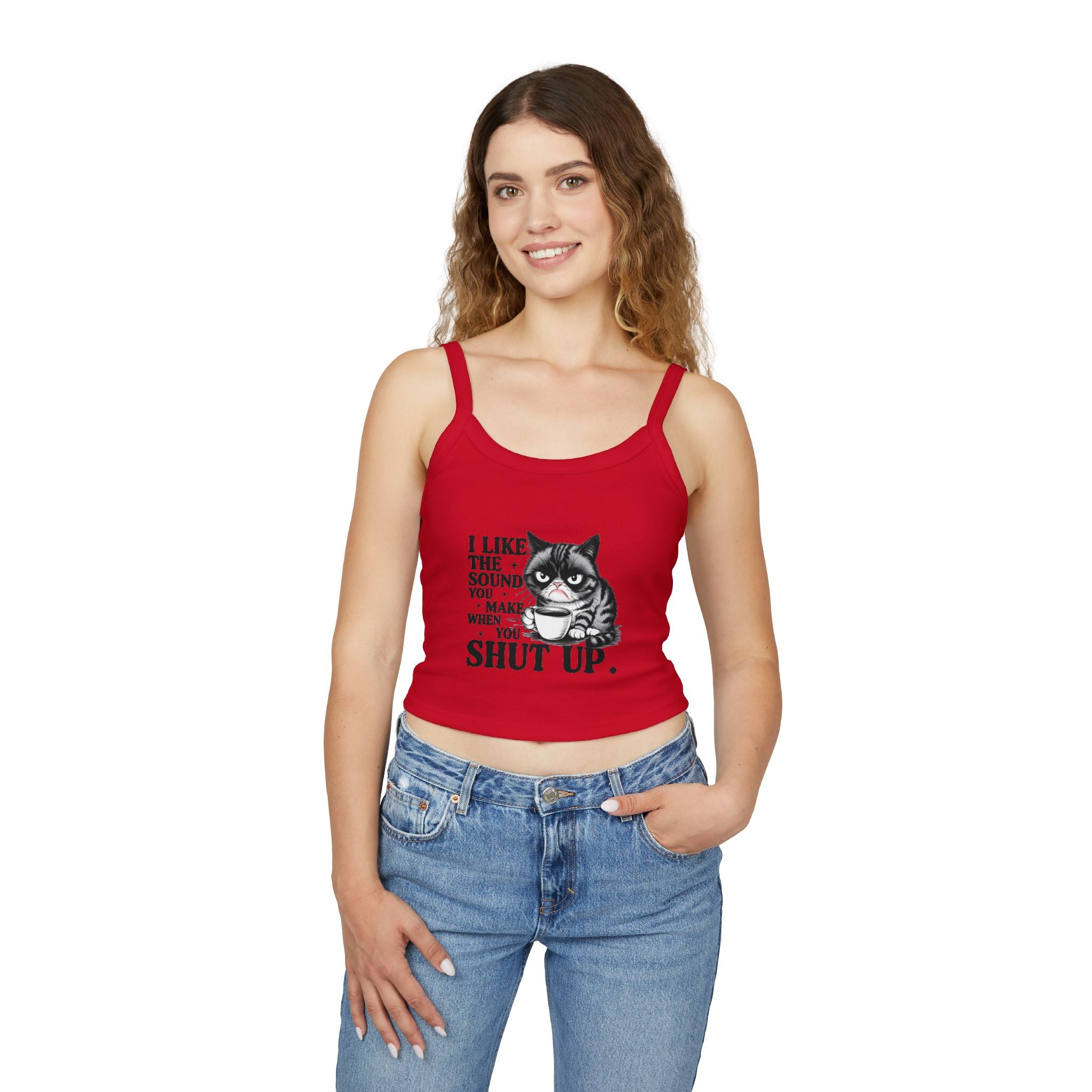 Funny attitude  Cat  Spaghetti Strap Tank Top, Casual Summer Top, Gift for Cat Lovers, Cute Cat Lover Top, Funny