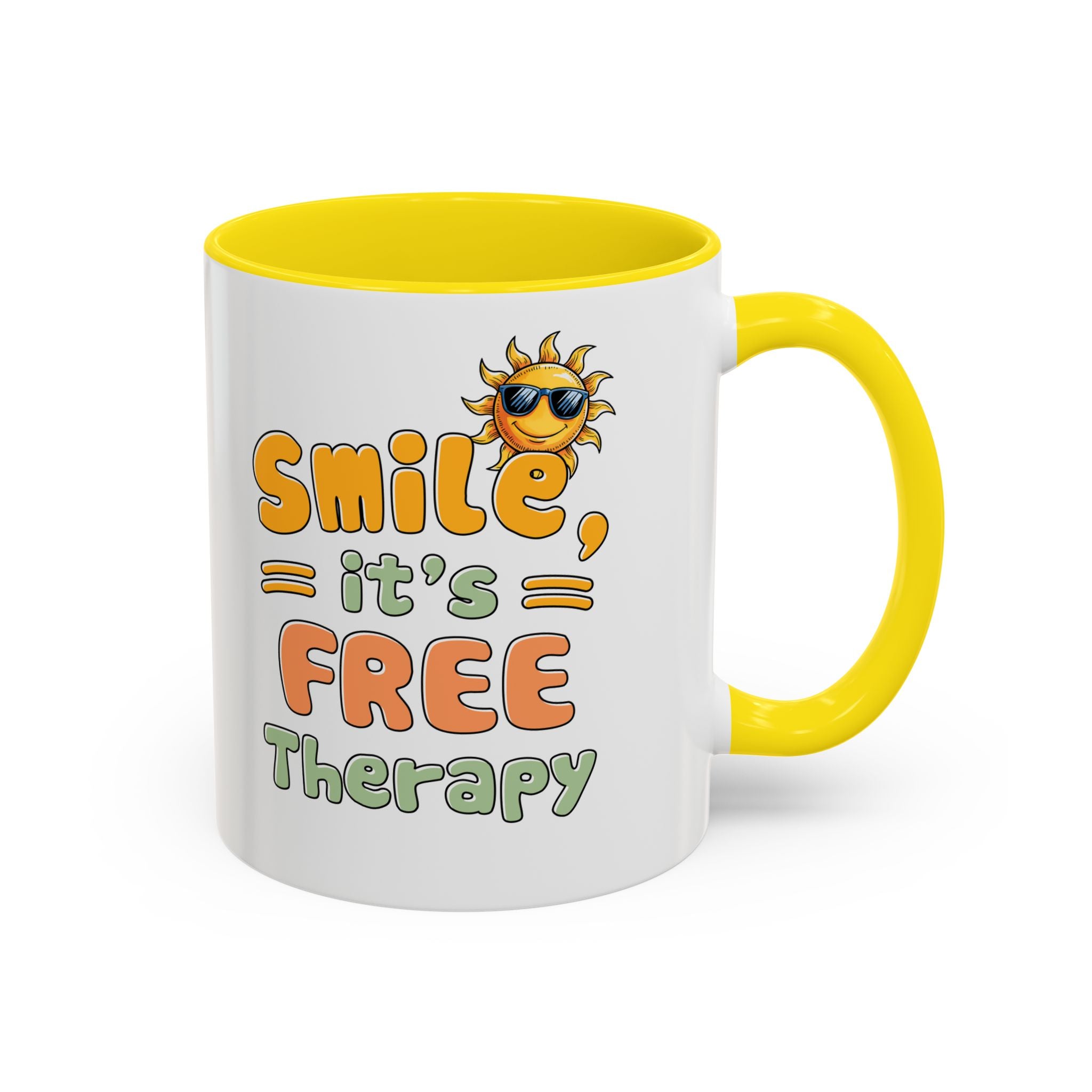 Smile It's Free Therapy Coffee Mug - Fun & Cheerful Accent Mugs for Brightening Your Day