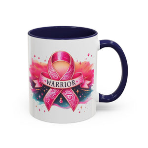 Pink Ribbon Warrior Coffee Mug, Support Breast Cancer Awareness Gift, Inspirational Mug, Cancer Survivor Merchandise, 11oz 15oz Mug