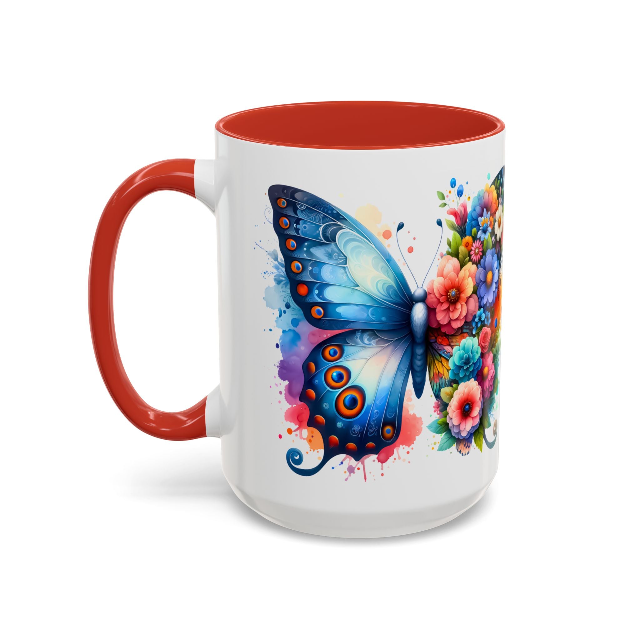 Colorful Floral Butterfly Accent Coffee Mug – Vibrant Artistic 11/15oz nature lover
