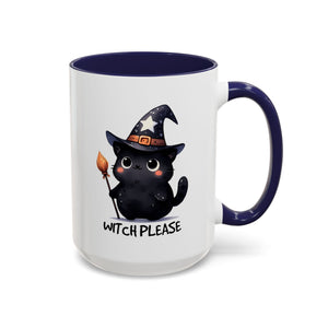Cute Witch Cat Coffee Mug - Perfect for Halloween, Cat Lover Gift, Witch Please Design, Black Cat Mug, Cozy Drinkware