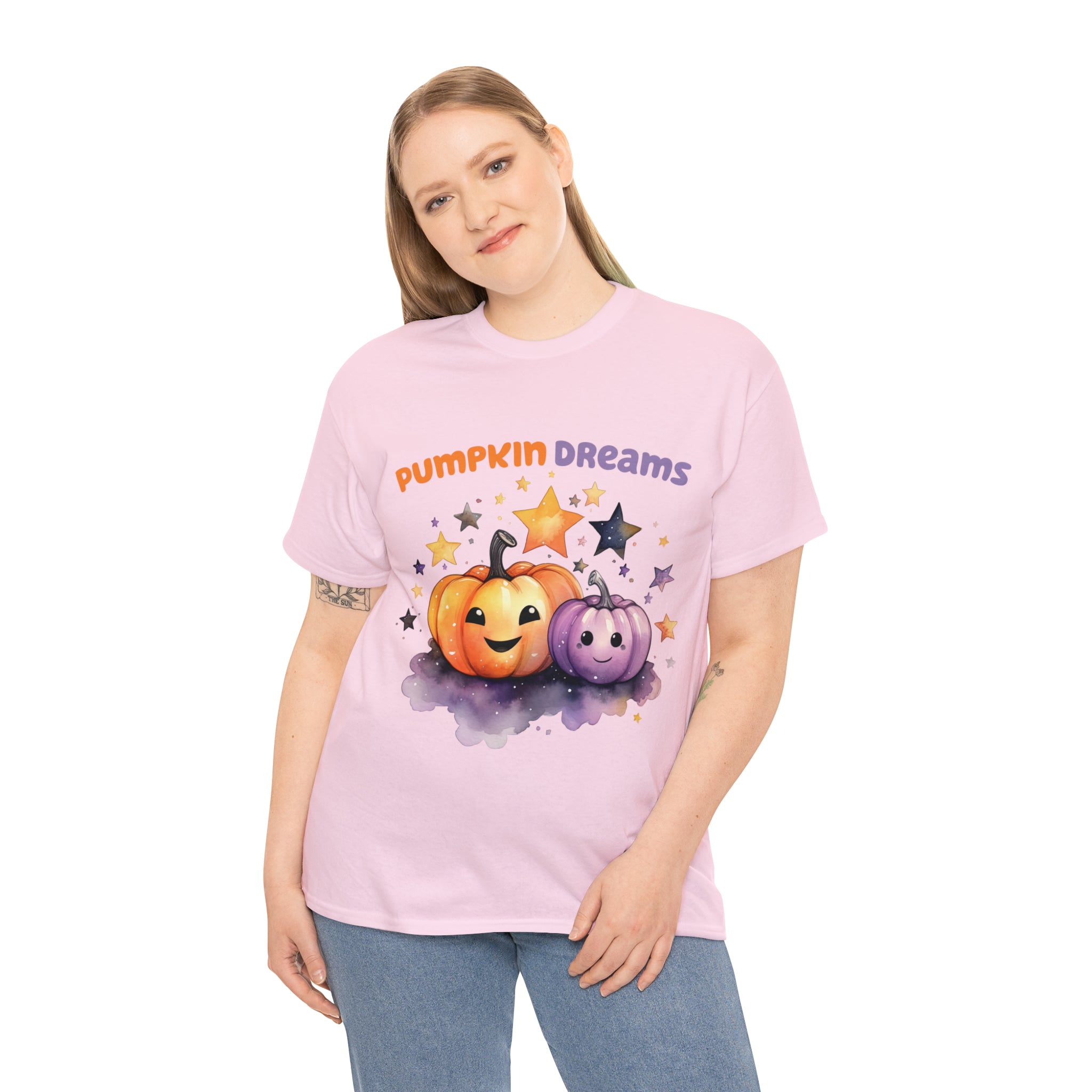 Halloween t shirt pumpkin dreams pastel colors gift for whole family fall fun stocking stuffer Unisex Heavy Cotton Tee