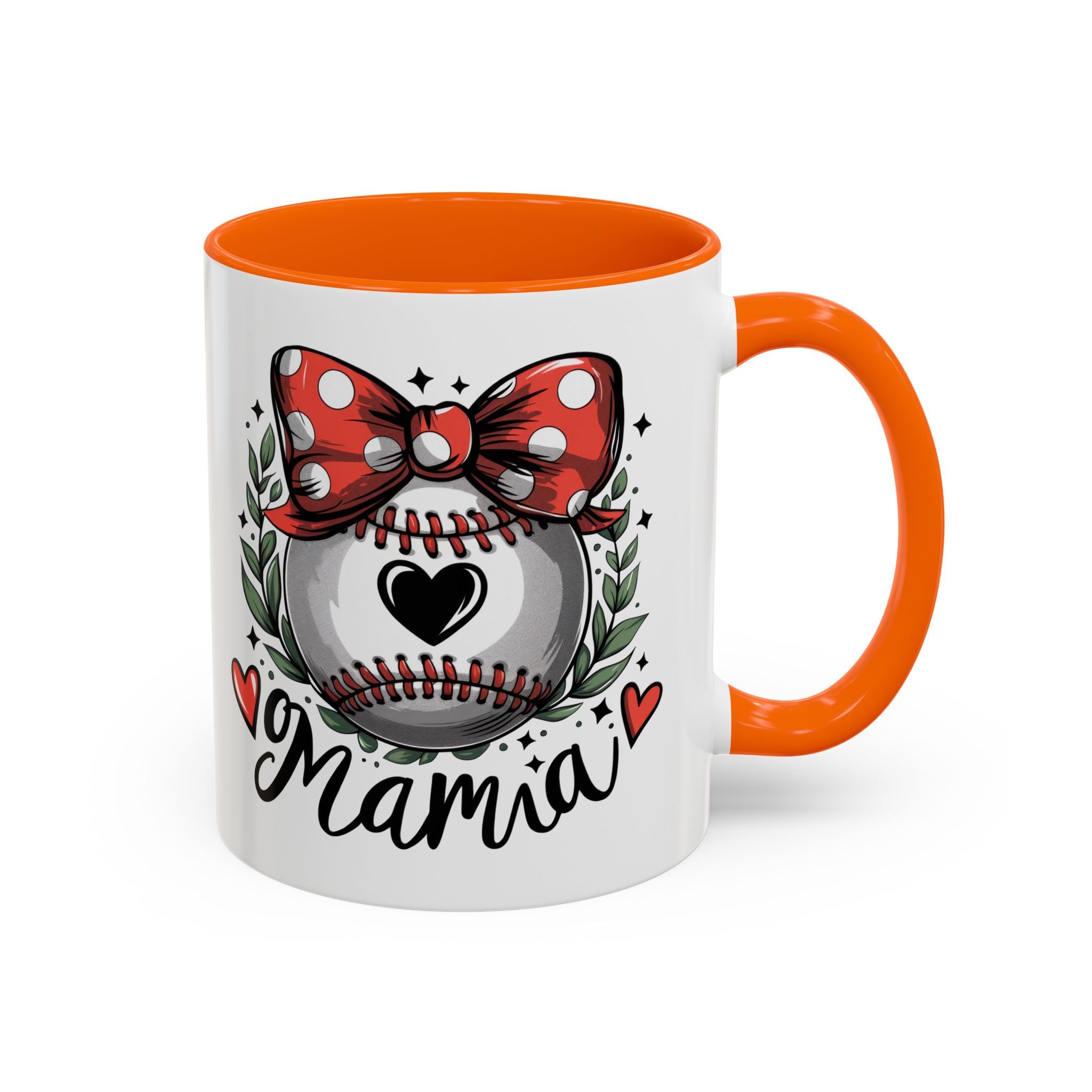Mama's Accent Coffee Mug | Baseball & Heart Design | Gift for Mom, Mother's Day, Birthday, Coffee Lovers, Baseball Fans