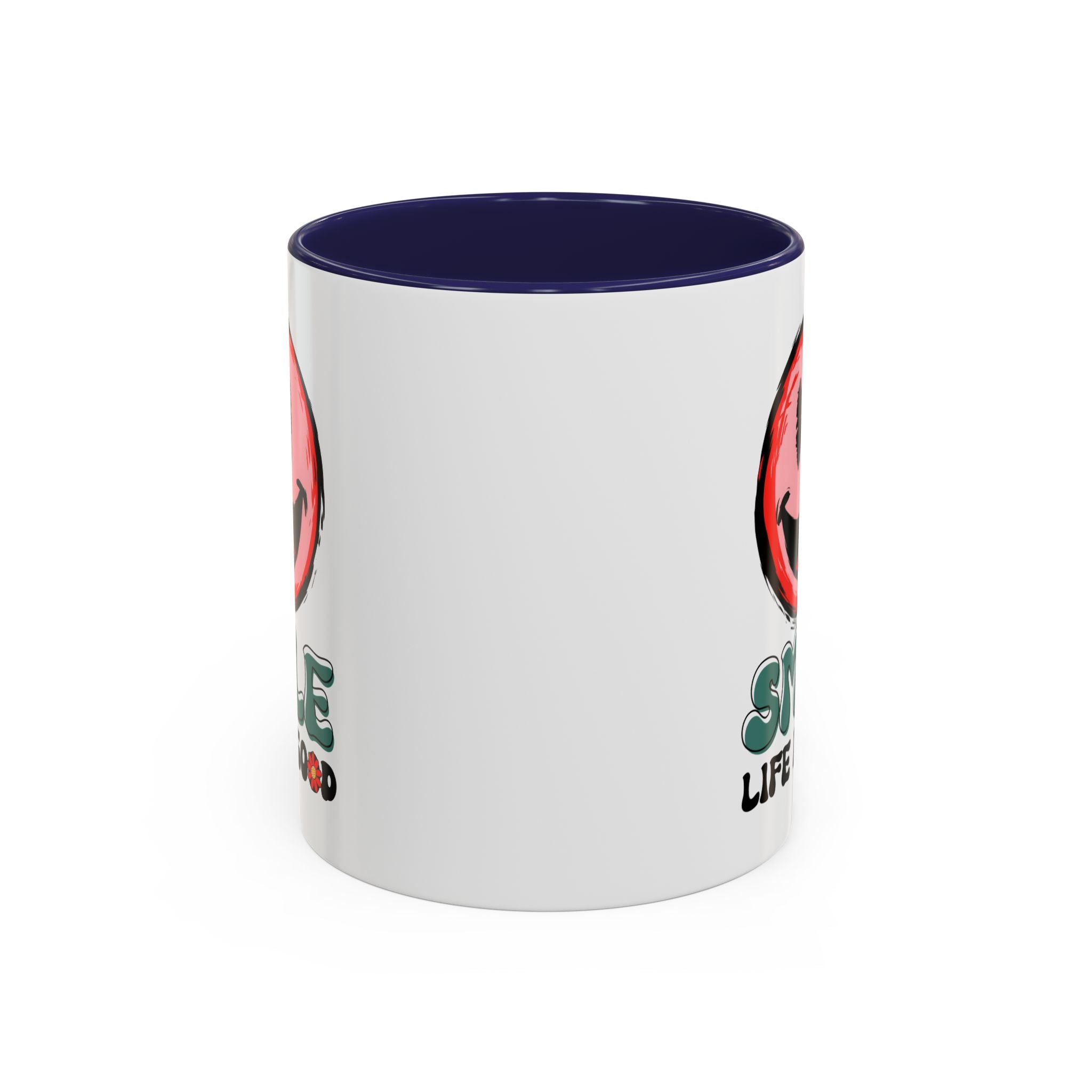 Smiley Face Accent Coffee Mug - "Smile, Life is Good" - 11oz & 15oz
