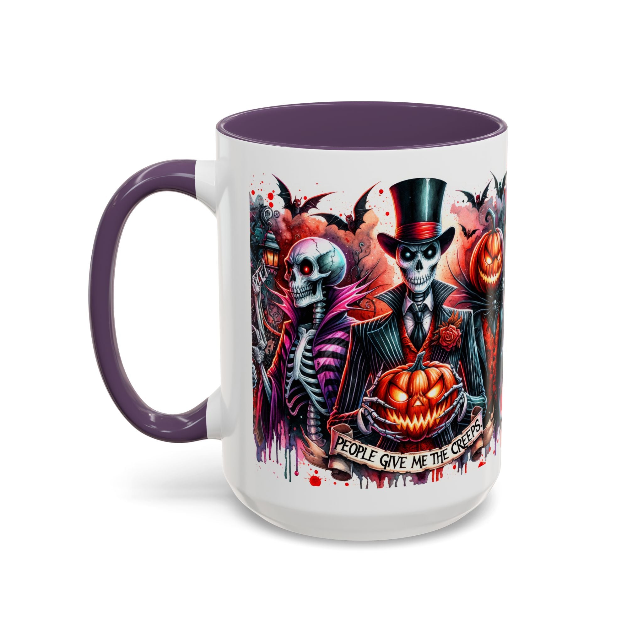 Halloween-themed Accent Coffee Mug, Spooky Skull Mug, Pumpkin Art Cup, Unique Gift for Halloween Lovers, October Decor