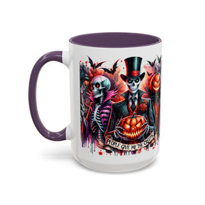 Halloween-themed Accent Coffee Mug, Spooky Skull Mug, Pumpkin Art Cup, Unique Gift for Halloween Lovers, October Decor