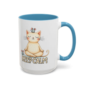 Serene Cat Coffee Mug, Funny Pet Lover's Gift, Cute Keepsake for Relaxation, Relaxing Drinkware, Quirky Home Decor