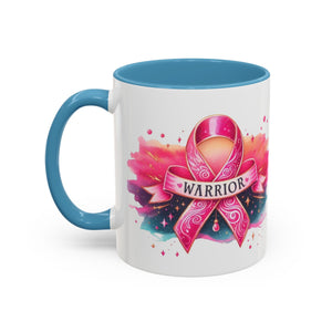 Pink Ribbon Warrior Coffee Mug, Support Breast Cancer Awareness Gift, Inspirational Mug, Cancer Survivor Merchandise, 11oz 15oz Mug