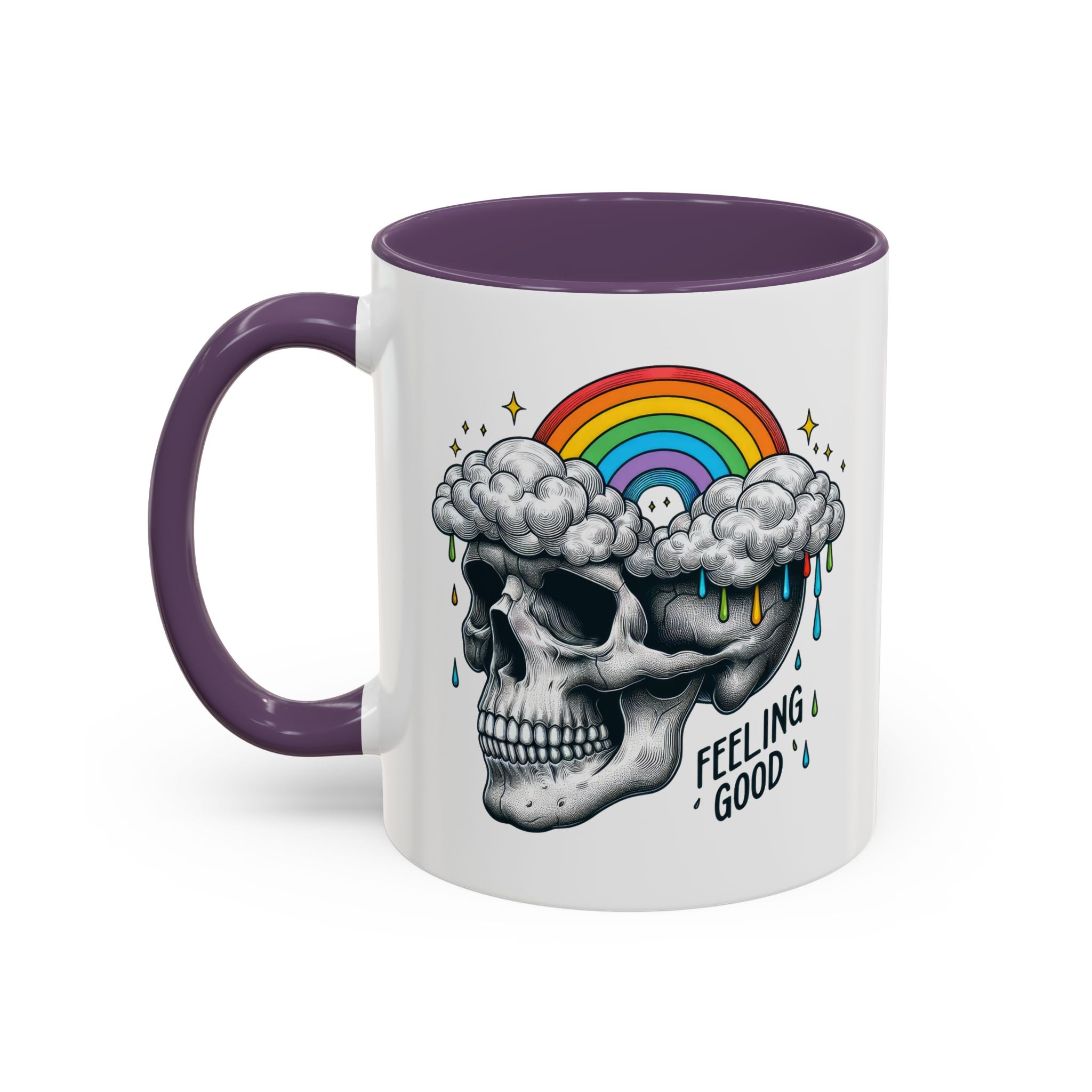 Skull Rainbow Coffee Mug, Unique Gift for Coffee Lovers, Halloween Decor, Daily Motivation Mug, Fun Skull Design