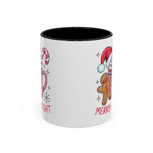 Festive Gingerbread Coffee Mug, Christmas Gift, Holiday Coffee Cup, Merry & Bright Mug, Winter Mug, Hot Chocolate Holder