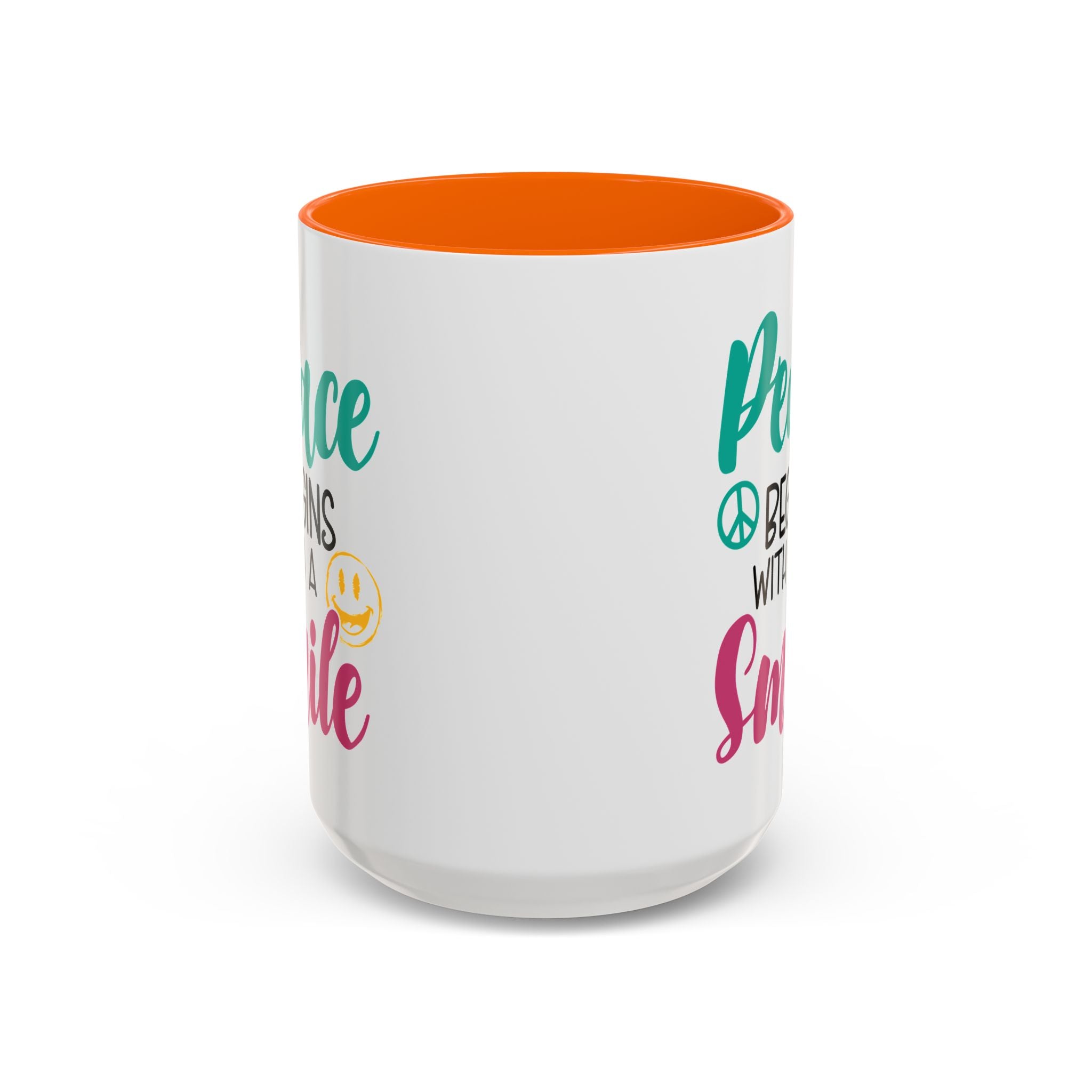 Inspirational Peace Coffee Mug - "Peace Begins with a Smile" - 11oz & 15oz
