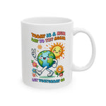 Cheerful Ceramic Mug - Motivational Quote Design, Perfect for Coffee Lovers, Gifts for Friends, Home Office Decor, Inspirational Drinkware