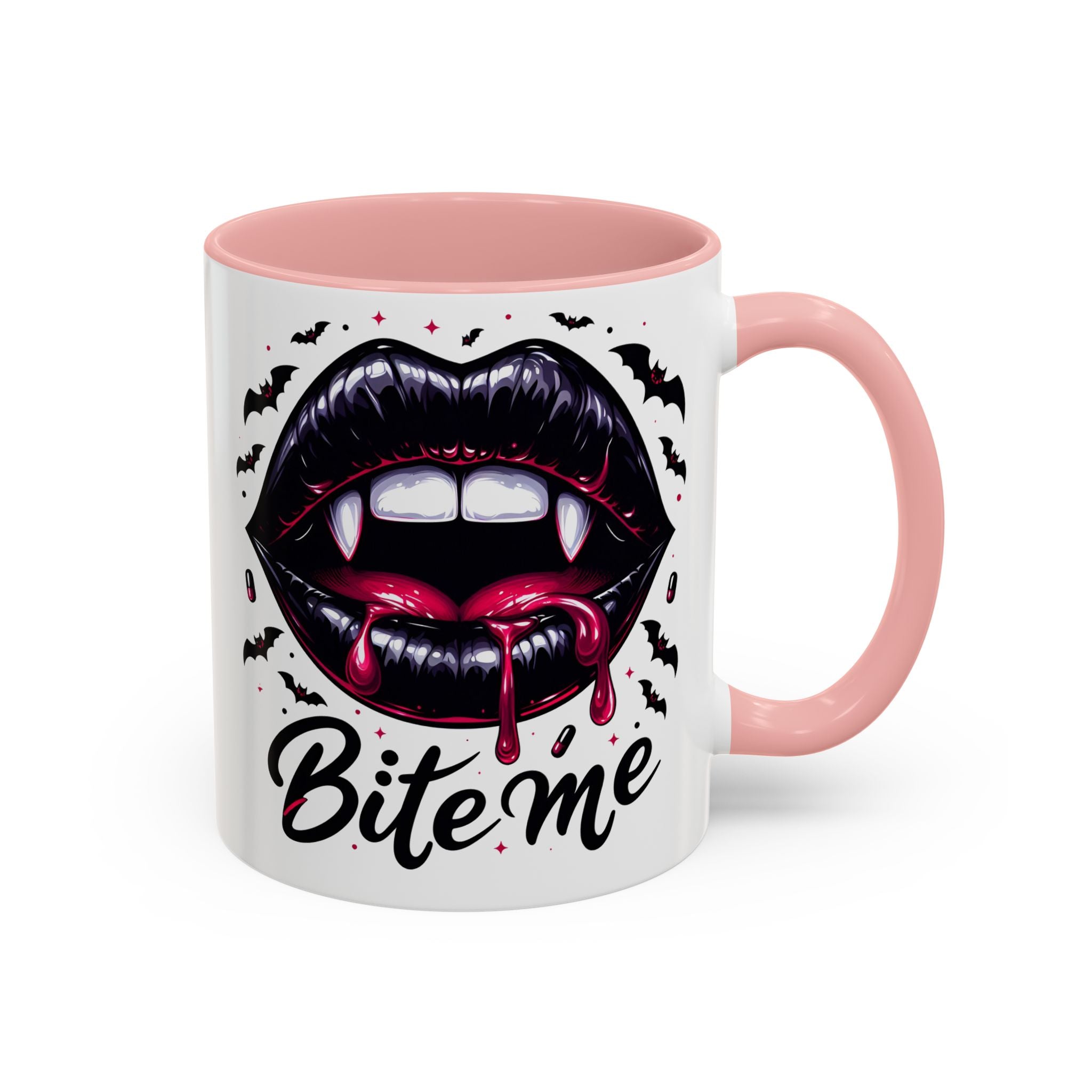 Vampire Themed Coffee Mug - "Bite Me"  halloween bats horror art cup