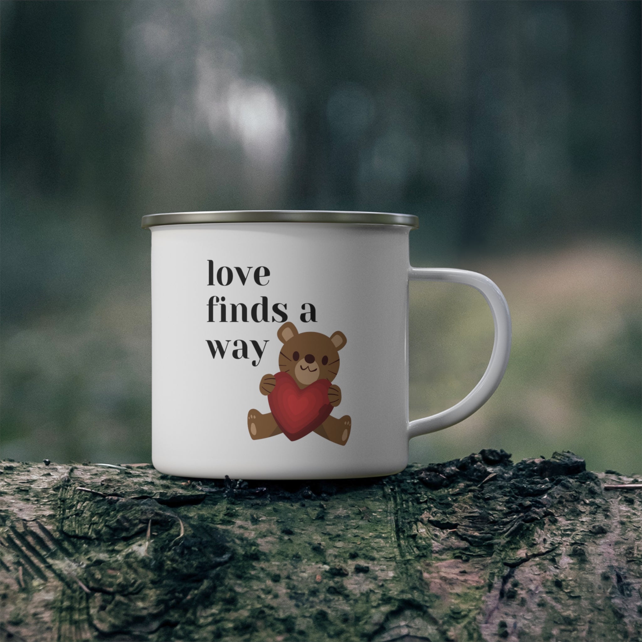love finds a way coffee Enamel Camping Mug gift