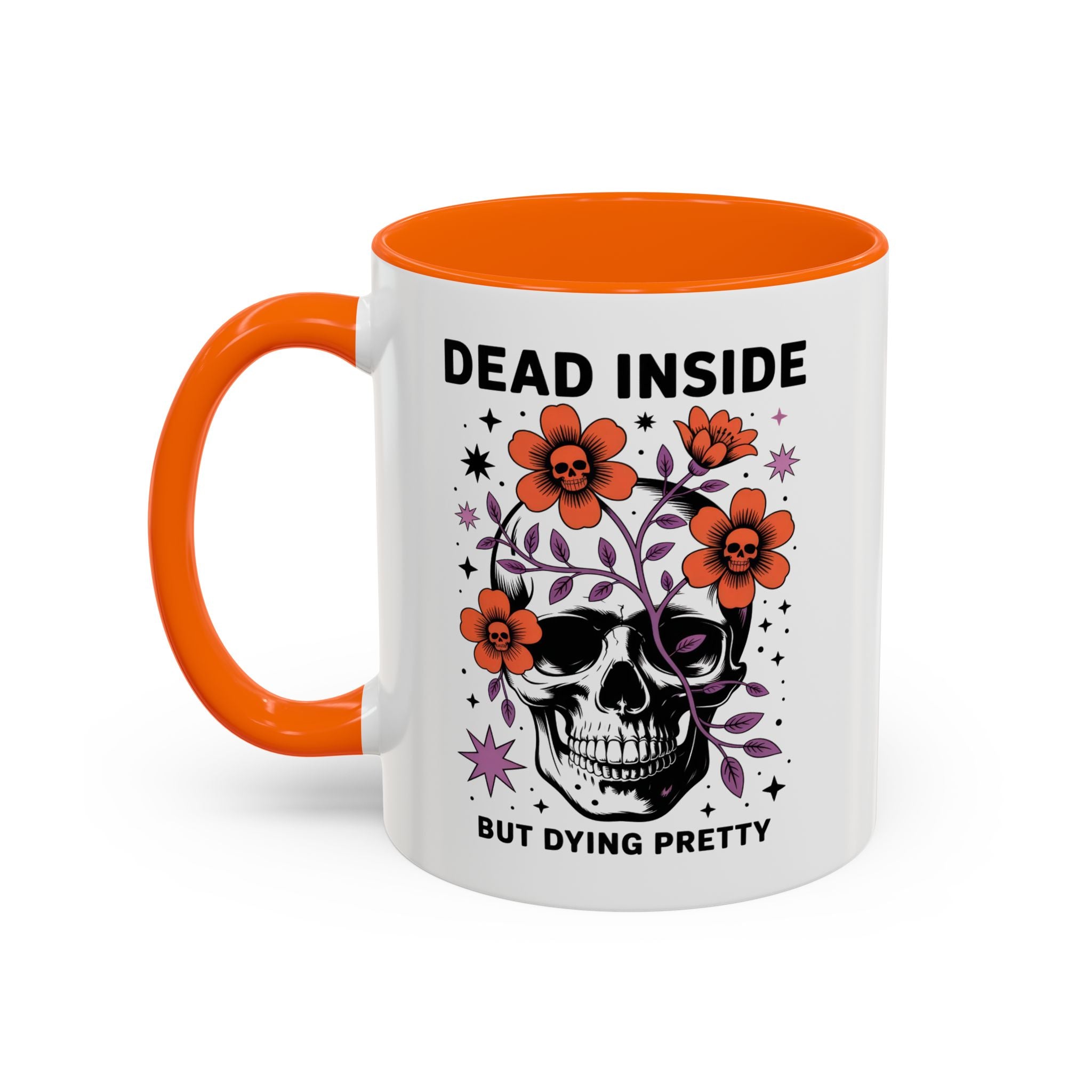 Dead Inside But Dying Pretty Accent Coffee Mug — Floral Skull 11/15oz