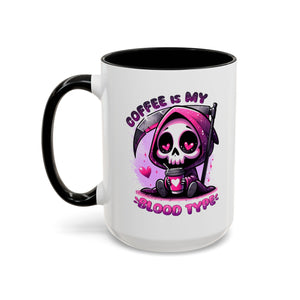 my blood type is coffee Accent Coffee Mug (11, 15oz) by abc school fundraiser