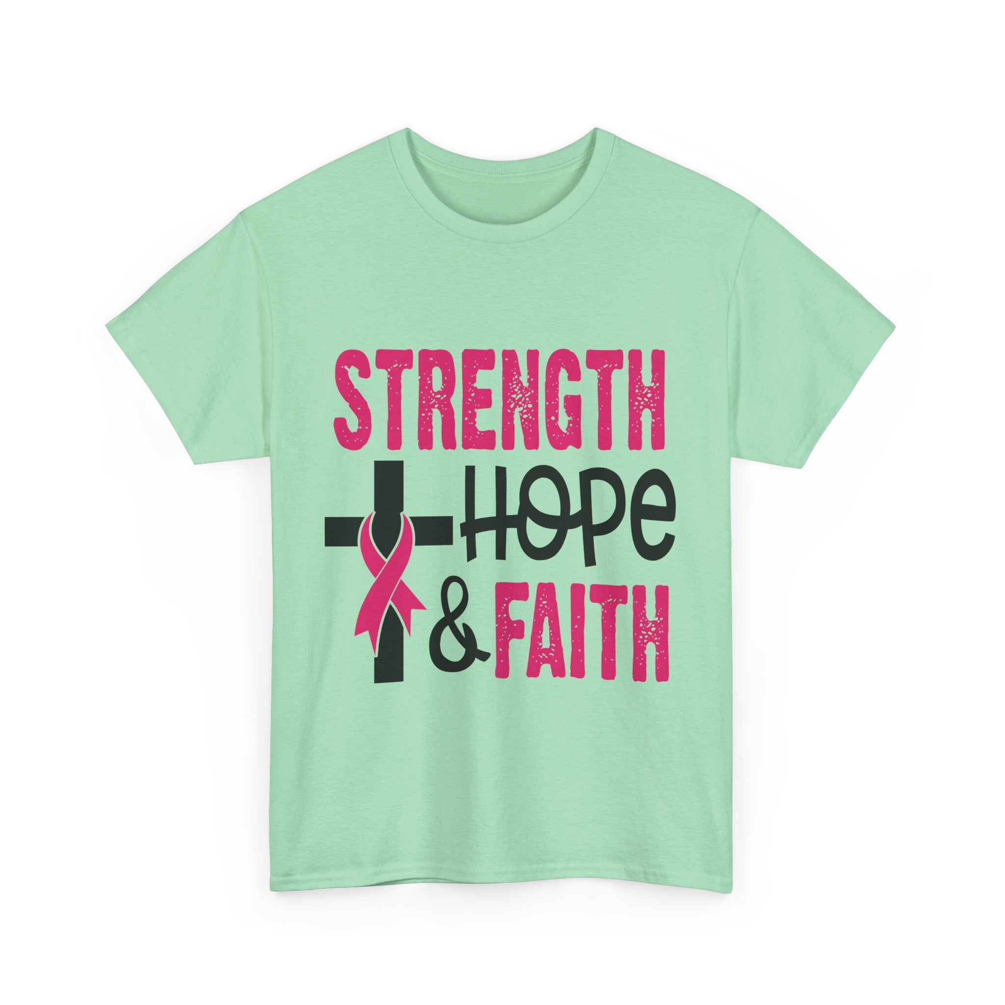 Unisex Cotton Tee - Strength, Hope & Faith, Inspirational Shirt, Breast Cancer Awareness Tee, Faith-Based Apparel, Motivational Gift