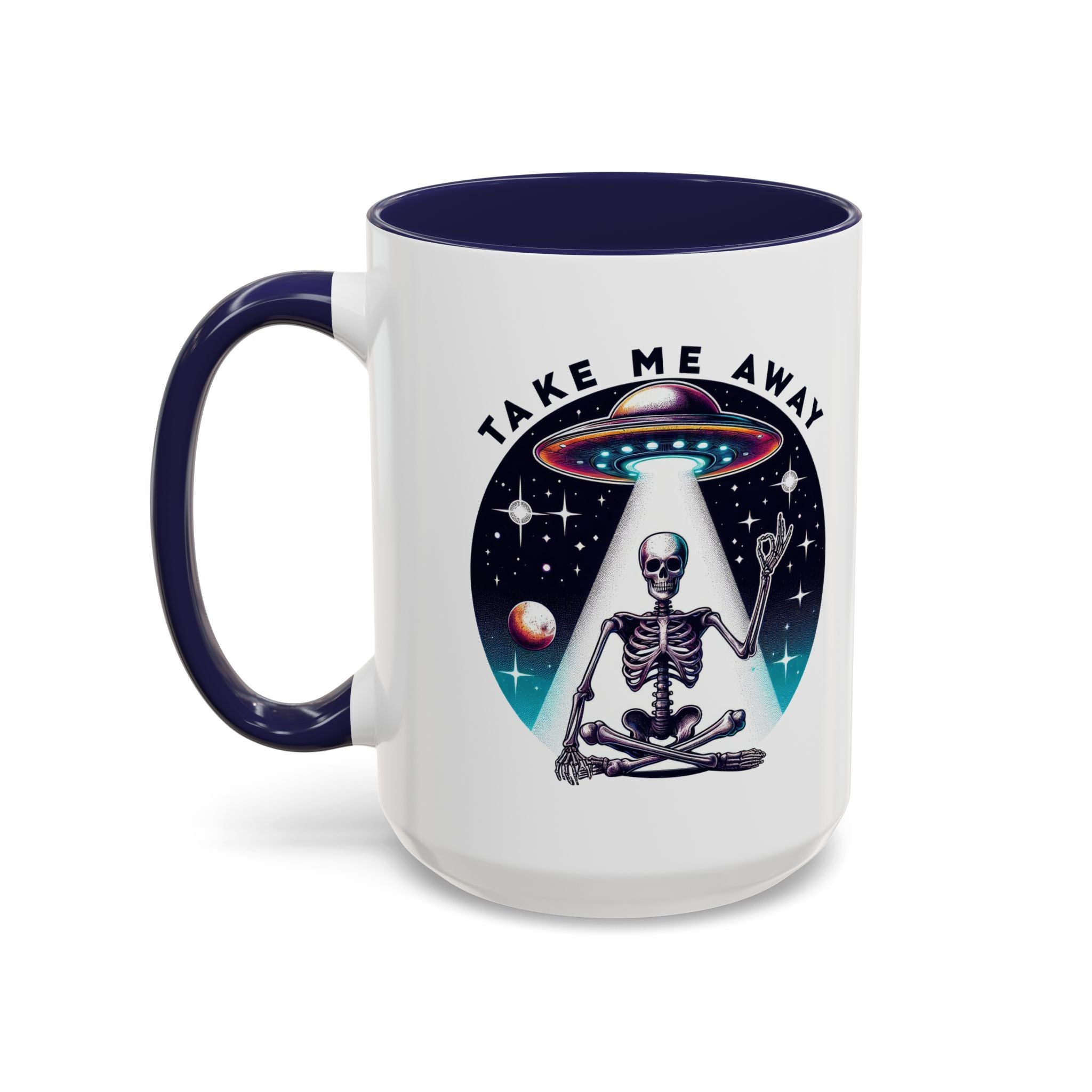 Galactic Skeleton Coffee Mug, Take Me Away Mug, Space-Themed Mug, Unique Gift for alien Lovers, Sci-Fi Cafe Mug