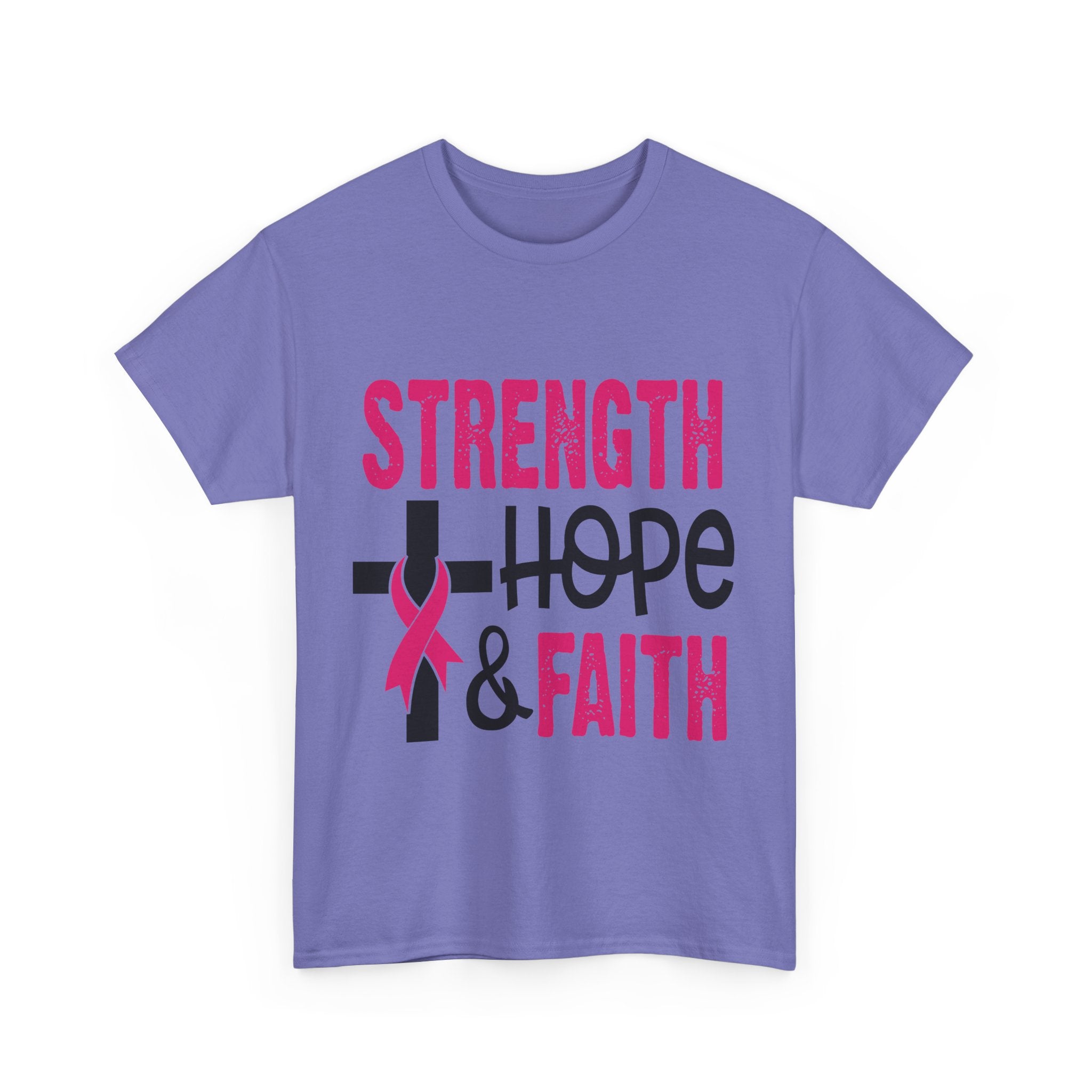Unisex Cotton Tee - Strength, Hope & Faith, Inspirational Shirt, Breast Cancer Awareness Tee, Faith-Based Apparel, Motivational Gift
