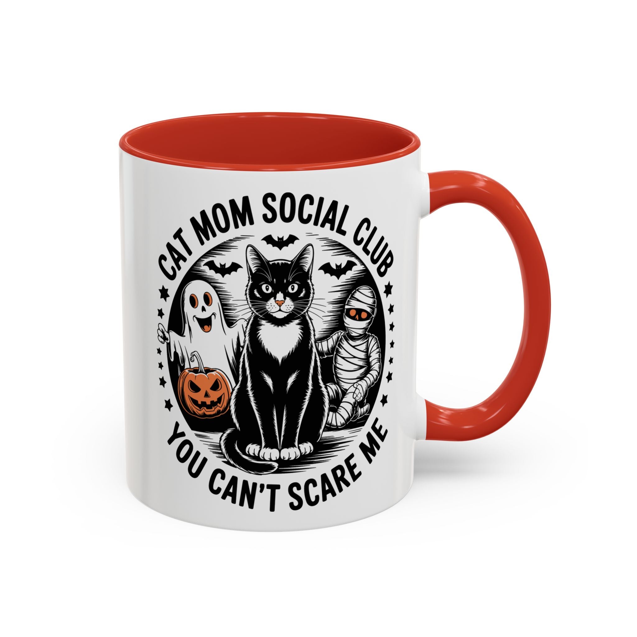 Halloween Cat Mom Coffee Mug - Spooky Social Club Design