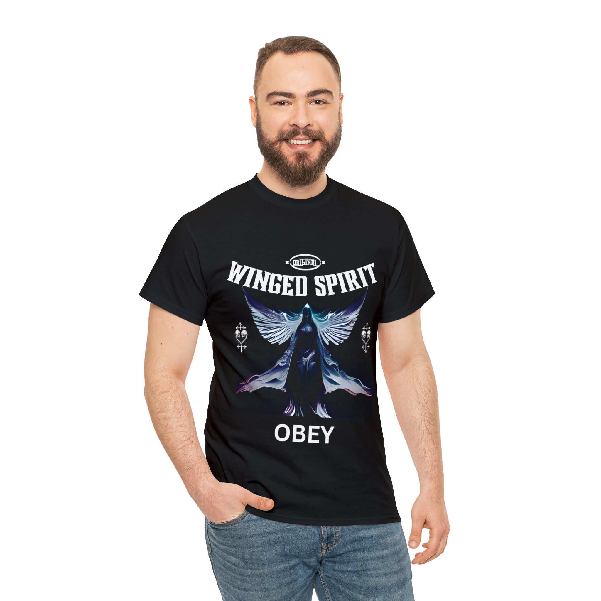 Obey winged spirit gothic Unisex Heavy Cotton Tee mens black