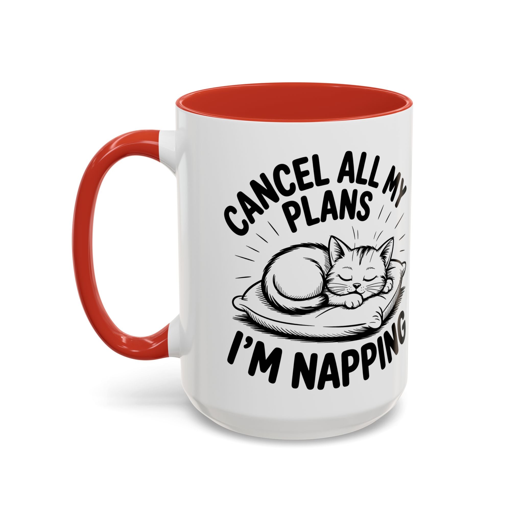 Accent Coffee Mug — "Cancel All My Plans I'm Napping" Cat Sleepy Coffee Mug