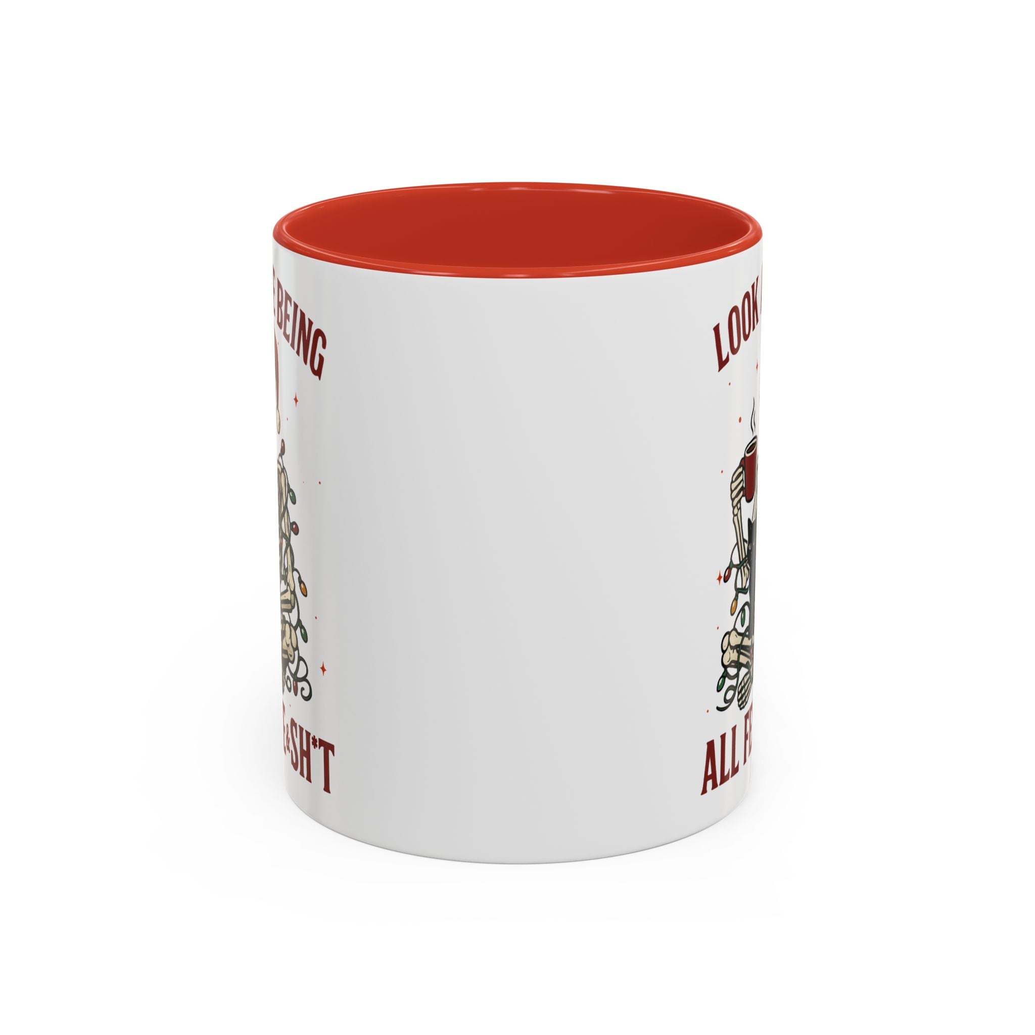 Festive Skeleton Christmas cheer winter Coffee Mug funny adult humor cup