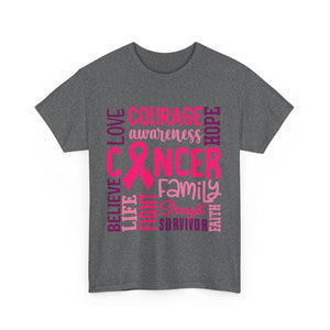 Cancer Awareness Unisex Tee, Support Cancer Fighters, Fight Against Cancer, Gift for Survivors, Hope & Love T-Shirt