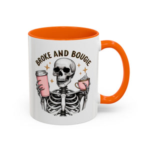 Broke and Bougie Coffee Mug, Skeleton Mug, Halloween Mug, Unique Gift for Coffee Lovers, Spooky Decor