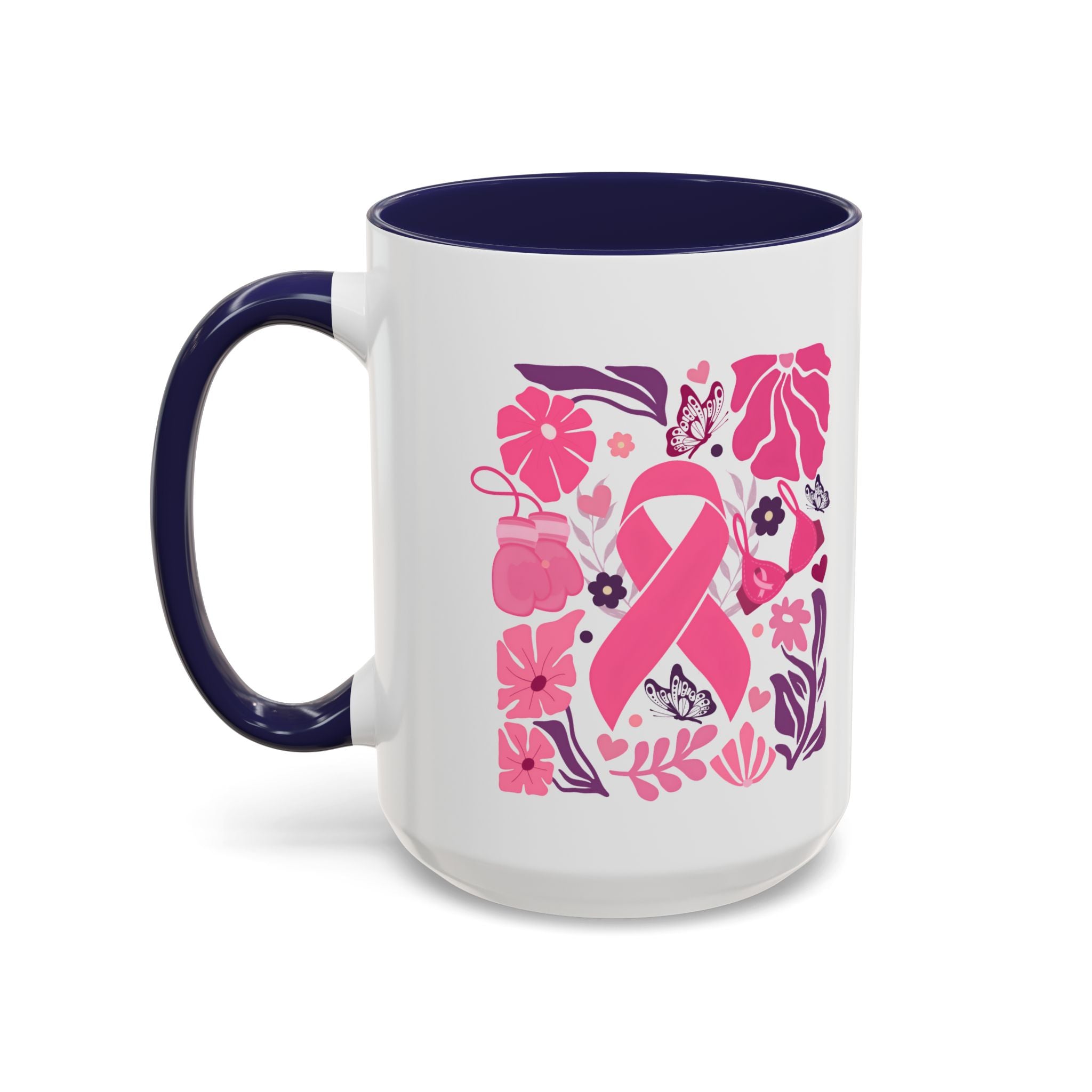 Pink Floral Awareness Coffee Mug, Breast Cancer Awareness Mug, Gift for Her, Supportive Drinkware, Motivational Mug