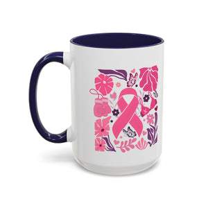 Pink Floral Awareness Coffee Mug, Breast Cancer Awareness Mug, Gift for Her, Supportive Drinkware, Motivational Mug