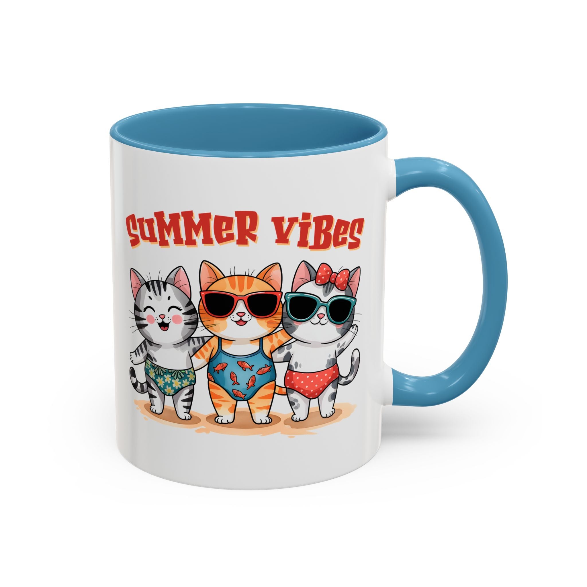 Summer Vibes Cat Coffee Mug - Fun Accent Mug for Cat Lovers