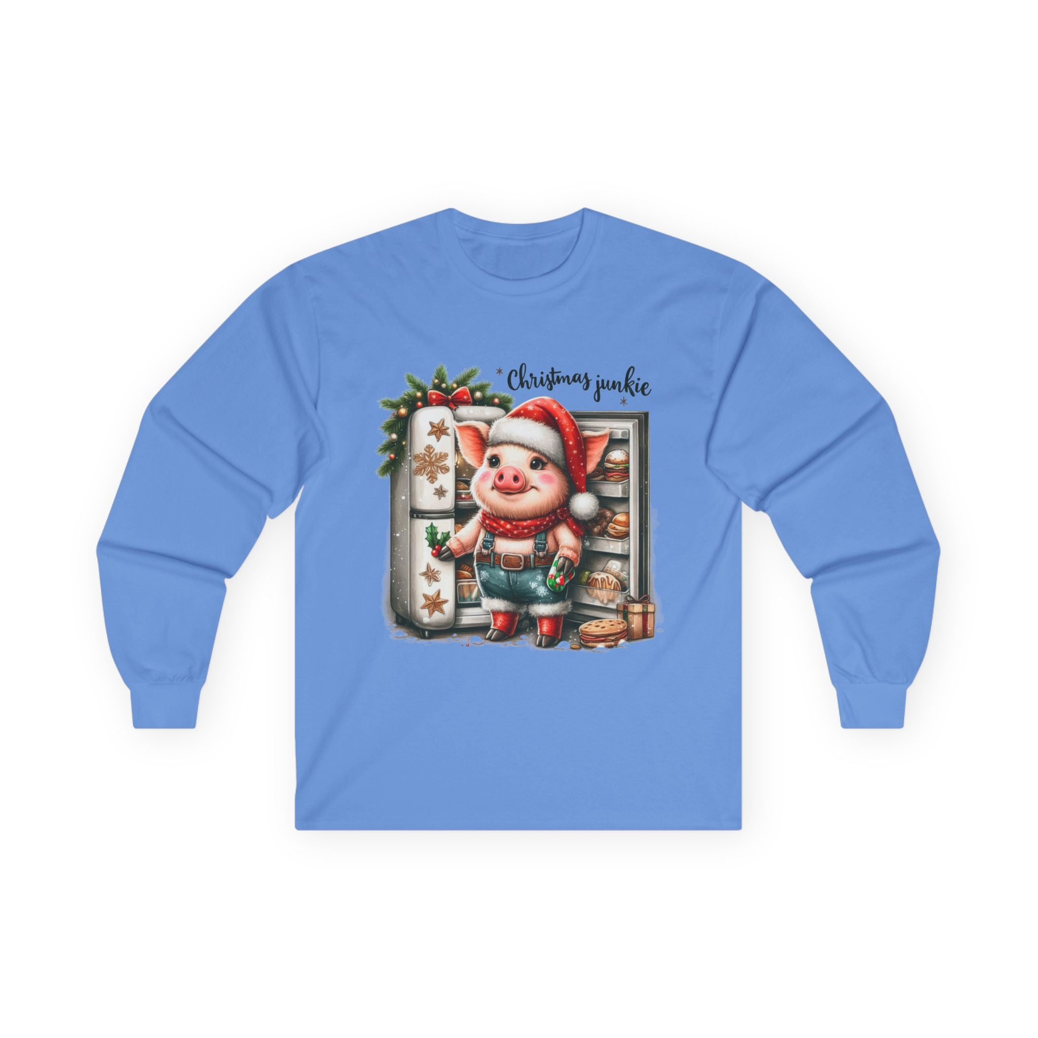 Christmas Pig Long Sleeve Tee, Festive Unisex Shirt, Holiday Apparel, Cute Animal Gift, Winter Wonderland Merch